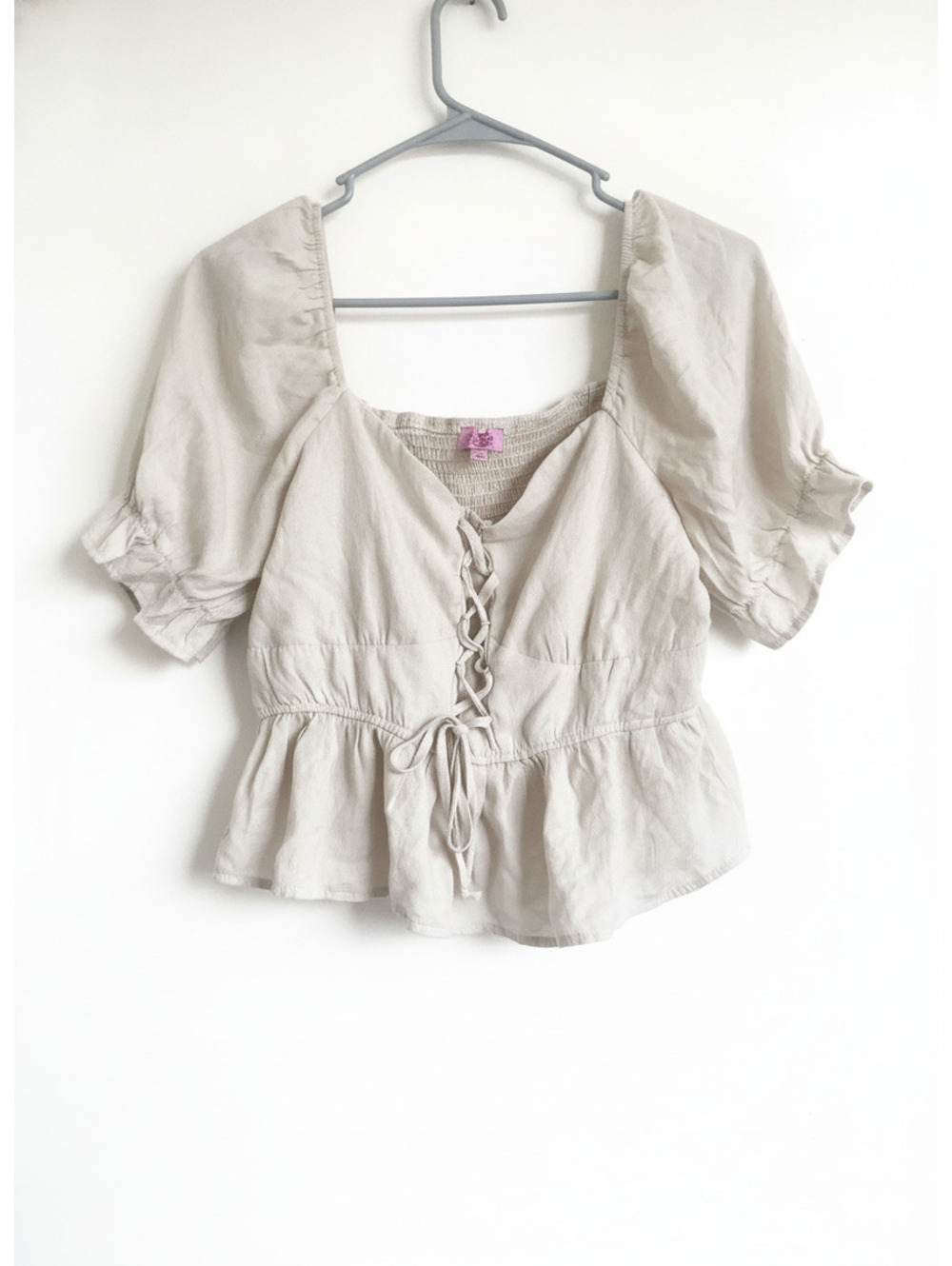Mi Ami cottagecore renaissance corset fall lace-up peplum blouse layering large